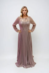 Juliet JTM18B Long Formal Pleated Sequin Mother of the Bride Dress