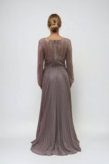 Juliet JTM18B Long Formal Pleated Sequin Mother of the Bride Dress