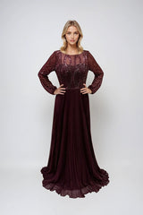 Juliet JTM18B Long Formal Pleated Sequin Mother of the Bride Dress