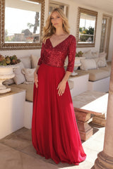 Nox Anabel MF103 Long Plus Size A Line Sequin Formal Dress