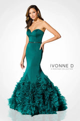 Ivonne D ID909 Long Mermaid Formal Beaded Evening Gown