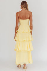 Heather Maxi Dress – Tiered Ruffle Maxi - Yellow
