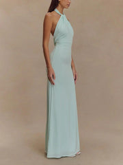Lagoon Glow Halter Maxi Dress 