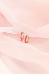Micro Crystal Hoop Earring in Pink