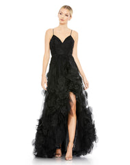 High Low Spaghetti Strap Prom Gown High Low Detail Mac Duggal 11293