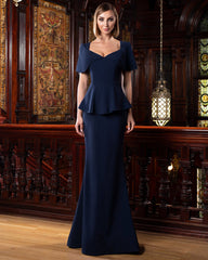 Alexander by Daymor 1578 Long Evening Formal Peplum Dress