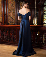 Alexander by Daymor 1580 A Line Long Formal Metallic Slit Evening Dress