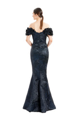 Alexander By Daymor 1650F22 Long Metallic Formal Ruffle Evening Dress