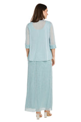 Formal Metallic Dress Long Evening Cape R&M Richards 1695P