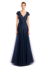 Alexander by Daymor 1755S23 A Line Long Formal Lace Evening Dress