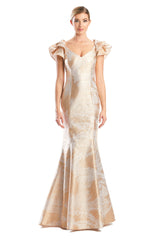 Alexander by Daymor 1775S23 Long Metallic Formal Evening Ruffle Dress
