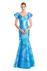 Alexander by Daymor 1775S23 Long Metallic Formal Evening Ruffle Dress