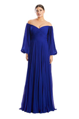 Alexander by Daymor 1792S23 Pleated Long Formal A Line Evening Dress