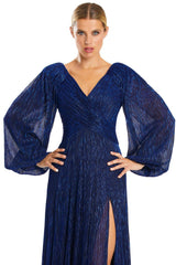 Alexander by Daymor 1877F23 Beaded Long Sleeve A Line Formal Evening Dress