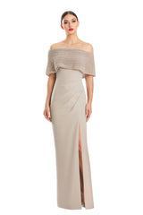 Alexander by Daymor 1883F23 Formal Long Pleated Evening Cape Dress