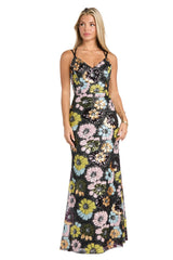 Morgan & Co 19051 Fitted Long Formal Floral Sequin Prom Dress