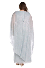 Plus Size Long Dress Formal Metallic Cape R&M Richards 1911W