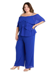 Plus Size Long Formal Pant Suit Ruffle R&M Richards 1939W