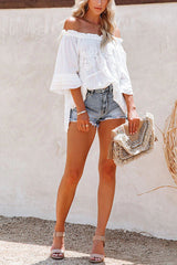 Up In The Clouds Off Shoulder Crochet Lace Top
