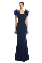 Alexander by Daymor 1983S24 Formal Long Fitted Ruffled Evening Dress