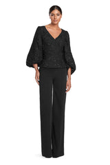 Alexander by Daymor 2042-45F24 Long Formal Lace Peplum Jumpsuit