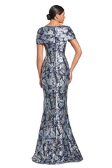 Alexander by Daymor 2062F24 Printed Long Formal evening Pleated Dress