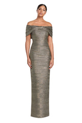 Alexander by Daymor 2066F24 Pleated Long Formal Evening Glitter Dress