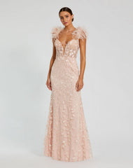 Long Fitted Feather Straps Prom Dress Fitted Feather Straps Long Prom Mac Duggal 20889