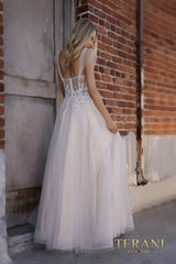 Terani Couture 2215P0001 Cap Sleeve Long Prom Dress