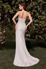 Desirae Gown - Off White - STRAPLESS FITTED LACE DRESS