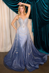 A1508 - Quinley Beaded Ombre Gown - Andrea & Leo