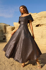Terani Couture 252C5022 A Line Pleated Tea Length Cocktail Dress