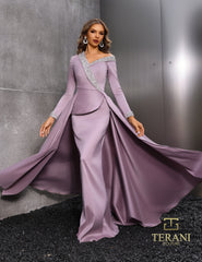 Terani Couture 252E5108 Long Sleeve Formal Overskirt Evening Dress