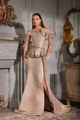 Terani Couture 252M5328 Fitted Long Formal Peplum Evening Dress