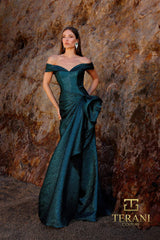 Terani Couture 252M5364 Long Fitted Formal Peplum Evening Dress