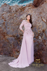Terani Couture 252M5338 Long Mother of the Bride Overskirt Formal Dress