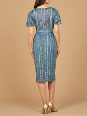 Lara Dresses 28902 Short Beaded Midi Length Mother of the Bride Dress