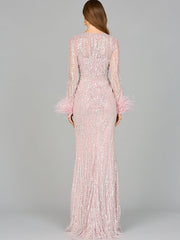 Lara Dresses 29049 Long A Line Mother of the Bride Feather Dress