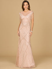 Lara Dresses 29053 Long Formal Beaded Fringe Evening Dress