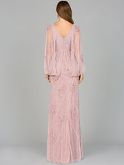 Lara Dresses 29095 Long Formal Beaded Cape Evening Dress