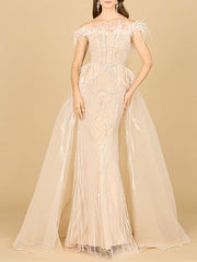 Lara Dresses 29161 Long Formal Beaded Overskirt Evening Dress