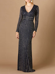 Lara Dresses 29343 Long Beaded Sequin Formal Evening Dress
