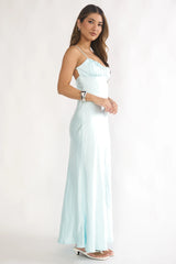 Paula Maxi Dress - Mint Satin Slip Dress