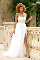 Alisha Gown - Ivory - Tulle A-line Dress With Open Back