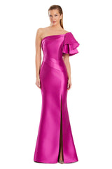 Alexander by Daymor 3051S25 Long Evening Gown Slit Formal Pleated Dress