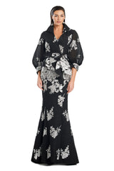 Alexander by Daymor 3088S25 Fitted Long Fornal Printed Jacket Dress