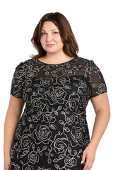 Floral Short Plus Size Dress Midi Cocktail R&M Richards 3188W