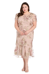 Plus Size Floral Midi Dress Cocktail R&M Richards 3218W