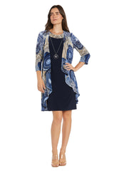 Short Printed Jacket Dress Petite Two Piece R&M Richards 3329P