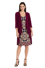 Two Piece Printed Short Dress Mother of the Bride Jacket R&M Richards 3337